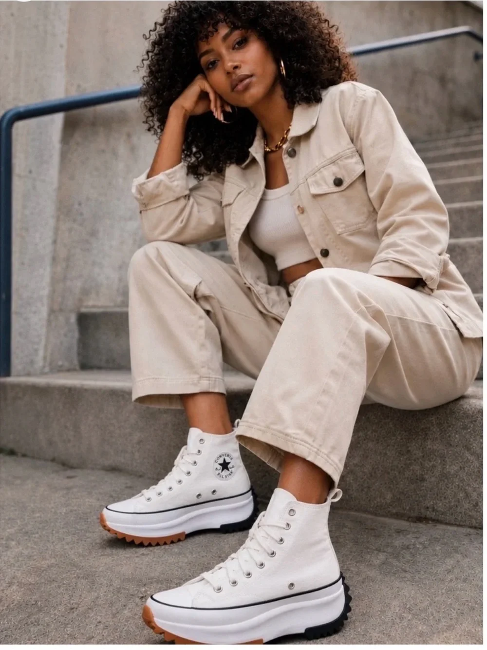 Converse Run Star Hike Platform High Top White Lug Sneakers